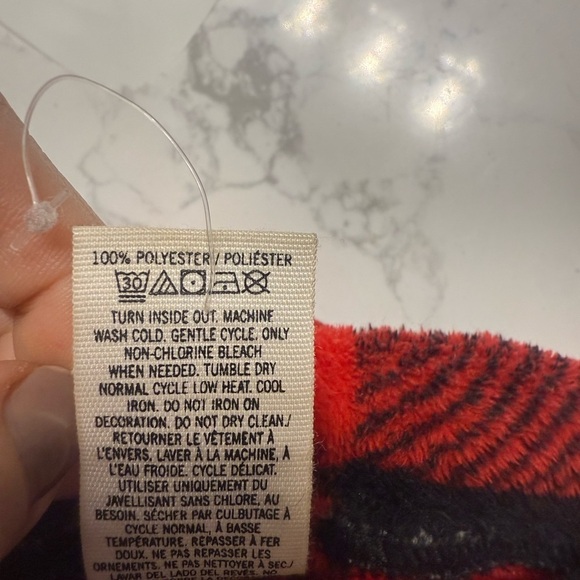 PINK Victoria’s Secret Red & Black Buffalo Plaid Sequin Dog Hooded Robe Sz. XS/S - Picture 10 of 10